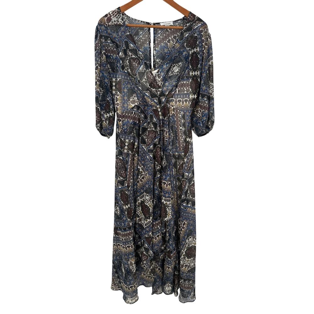 CALVIN KLEIN 3/4 Sleeve Patchwork Maxi Dress // 8